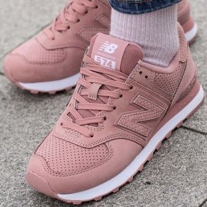New Balance 574 pink suede sneakers